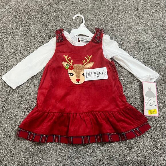 Rare Editions Baby Girl Reindeer Outfit size 24 months NWT - Picture 1 of 6